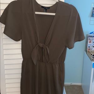 Dark Green Tie Front Jumpsuit